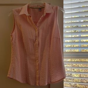 WOMENS IZOD SLEEVELESS SEERSUCKER BLOUSE SZ M